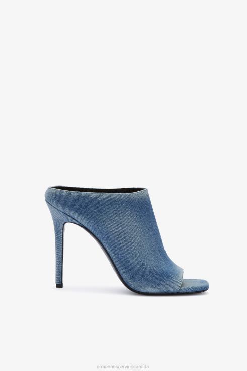 Shoes Blue 028HH171 Women Ermanno Scervino Spool-Heeled Denim Mules